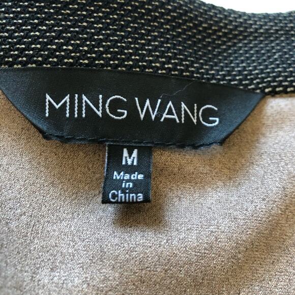 Ming Wang Heritage Laser Cut Faux Suede Open Jacket M Tan Black EUC - Picture 3 of 15